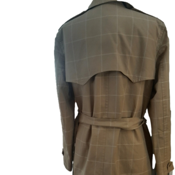 Beige Plaid Ralph Lauren Women's Trenchcoat Size L - Picture 5 of 8
